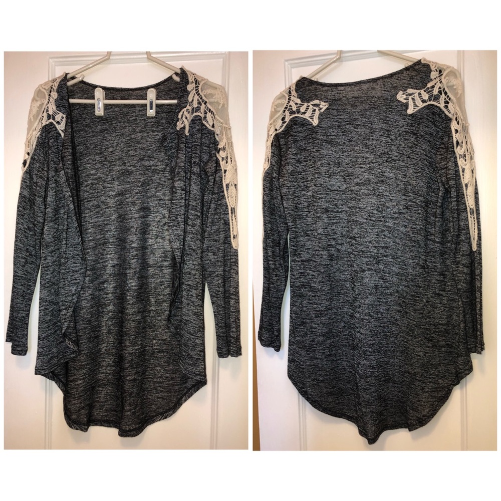 Lace Shoulder Lightweight Cardigan Size S